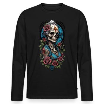 Roses of red - Männer Premium Bio Langarmshirt - Schwarz - Vorne - Nico (187cm)