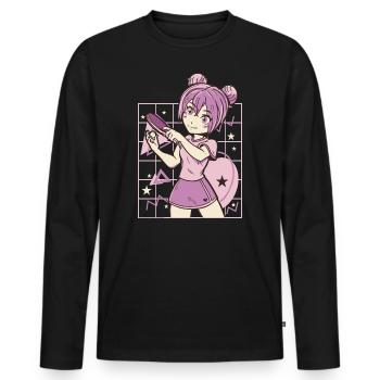 Ping Pong Outfit Table Tennis Bat Ping-Pong - Men's Premium Organic Long Sleeve Shirt - black - Front - Nico (187cm)