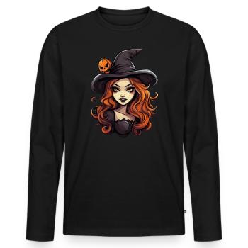 Design d’Halloween effrayant pour la prochaine fête - T-shirt manches longues Premium bio Homme - noir - Devant - Nico (187cm)