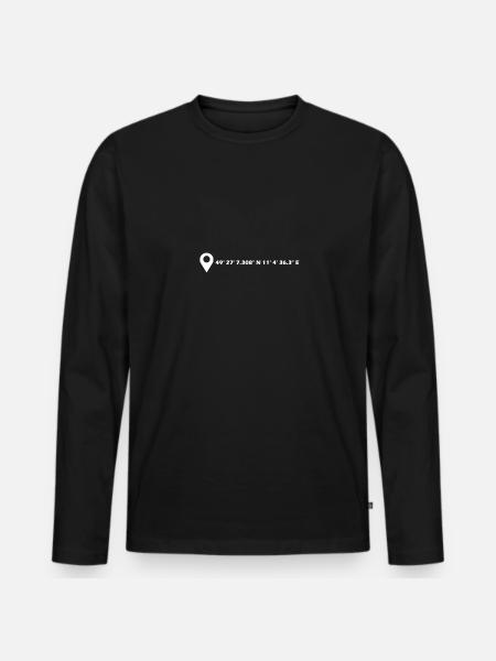 Coordonnées de Nuremberg - T-shirt manches longues Premium bio Homme - noir