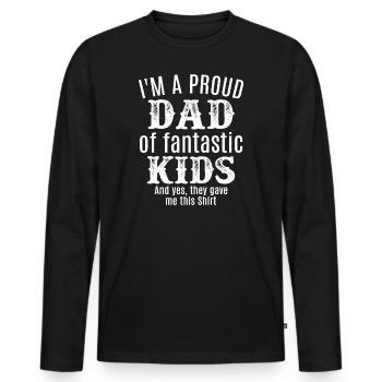 Meilleur fier père fils fille fils filles filles - T-shirt manches longues Premium bio Homme - noir - Devant - Nico (187cm)