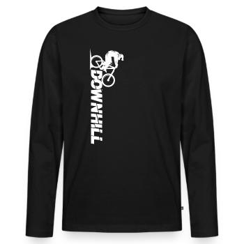 DOWNHILL MTB Bike Gift Idea - Men's Premium Organic Long Sleeve Shirt - black - Front - Nico (187cm)