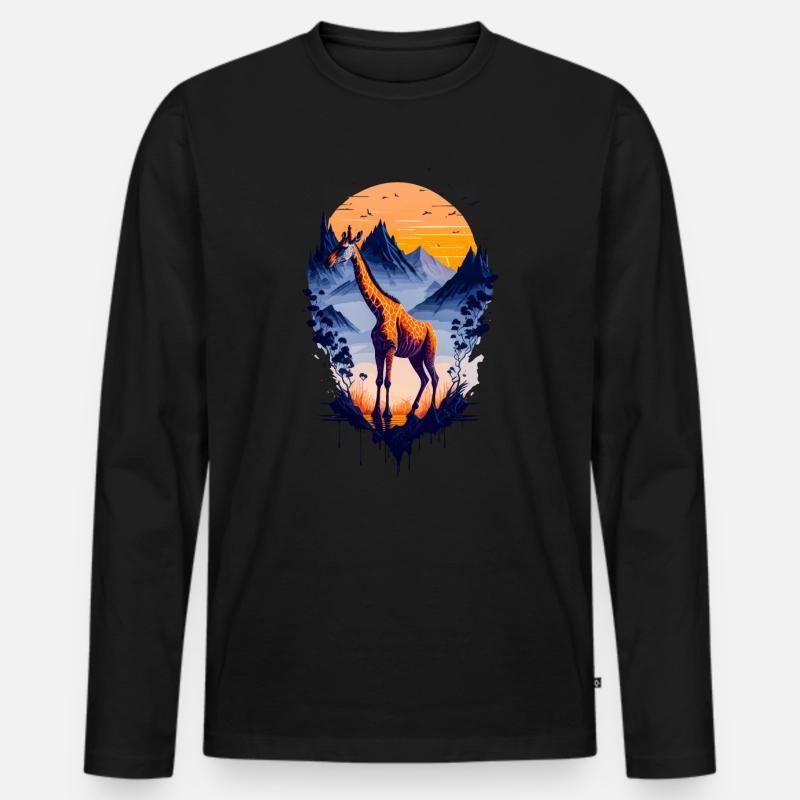 Schöne abstrakte Giraffe - Männer Premium Bio Langarmshirt - Schwarz