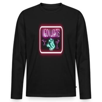 Retro neon font 80s - Men's Premium Organic Long Sleeve Shirt - black - Front - Nico (187cm)