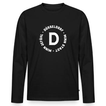 Düsseldorf - Männer Premium Bio Langarmshirt - Schwarz - Vorne - Nico (187cm)