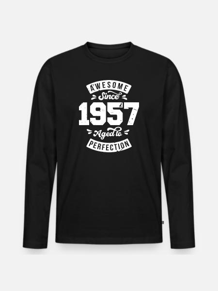 Vintage 1957 verjaardag - retro 1957 - Mannen Premium Bio shirt met lange mouwen - zwart