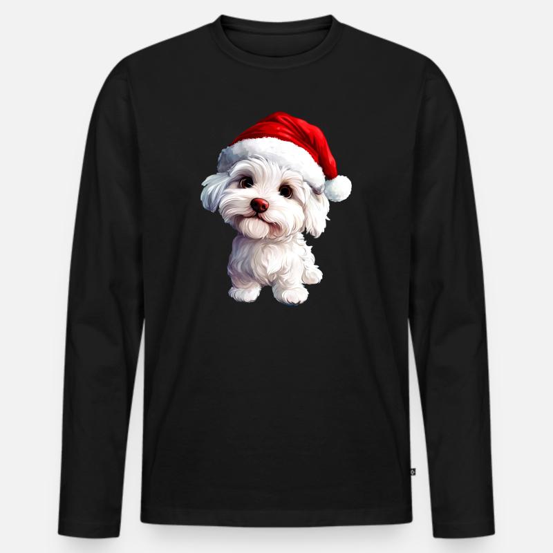 Hund Weihnachtsmann - Männer Premium Bio Langarmshirt - Schwarz