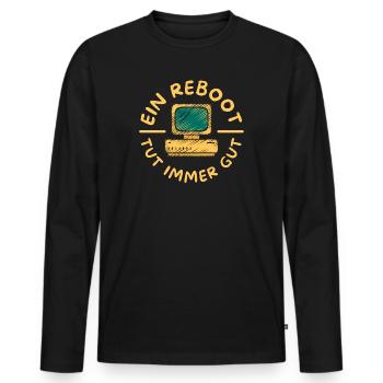 Ein Reboot tut immer gut | Laptop, Computer - Männer Premium Bio Langarmshirt - Schwarz - Vorne - Nico (187cm)