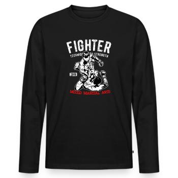 Fighter - MMA Kämpfer - Kampfsport - Männer Premium Bio Langarmshirt - Schwarz - Vorne - Nico (187cm)