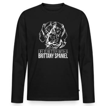 BRETAGNE SPANIEL la vie est meilleure Chiens Wilsigns - T-shirt manches longues Premium bio Homme - noir - Devant - Nico (187cm)