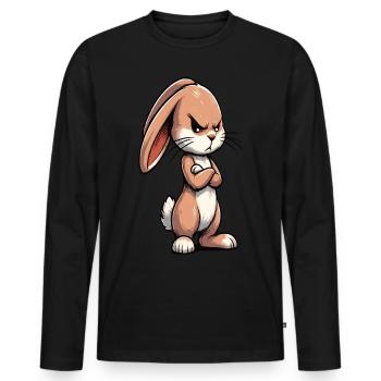 Kaninchen Hase Hasen langohr Klopfer Rammler - Männer Premium Bio Langarmshirt - Schwarz - Vorne - Nico (187cm)