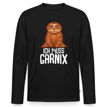 ich muss garnix Faultier - Männer Premium Bio Langarmshirt - Schwarz - Vorne - Nico (187cm)