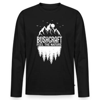 Bushcraft Outdoor Survival - Men's Premium Organic Long Sleeve Shirt - black - Front - Nico (187cm)