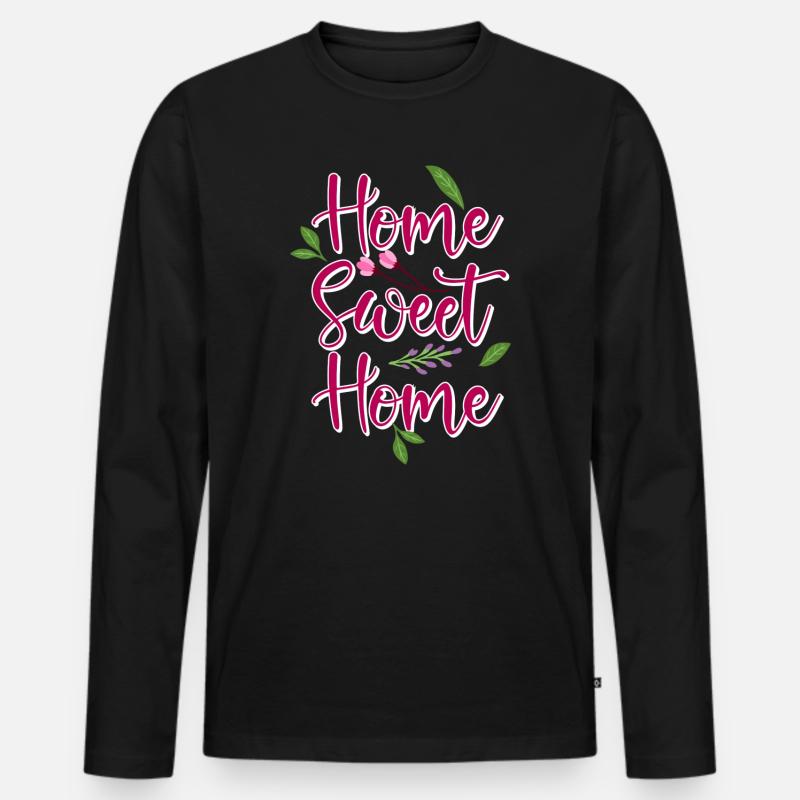 home - Männer Premium Bio Langarmshirt - Schwarz