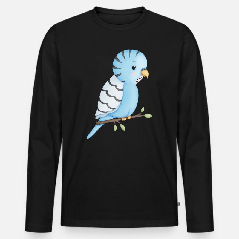 niedlicher Wellensittich Vogel - Männer Premium Bio Langarmshirt - Schwarz