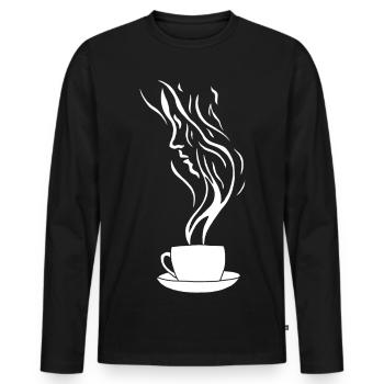 Kaffee und das menschliche Gesicht - Männer Premium Bio Langarmshirt - Schwarz - Vorne - Nico (187cm)