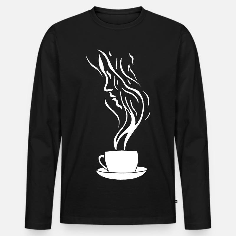 Kaffee und das menschliche Gesicht - Männer Premium Bio Langarmshirt - Schwarz