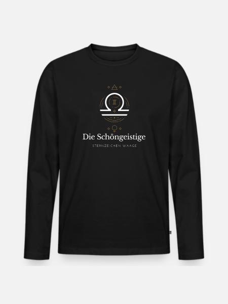 Waage Sternzeichen Glyphen - Männer Premium Bio Langarmshirt - Schwarz