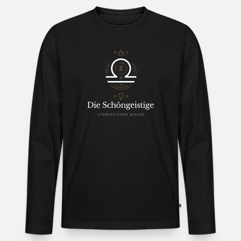 Waage Sternzeichen Glyphen - Männer Premium Bio Langarmshirt - Schwarz