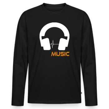 Musikwellen-Headset-Logo - Männer Premium Bio Langarmshirt - Schwarz - Vorne - Nico (187cm)