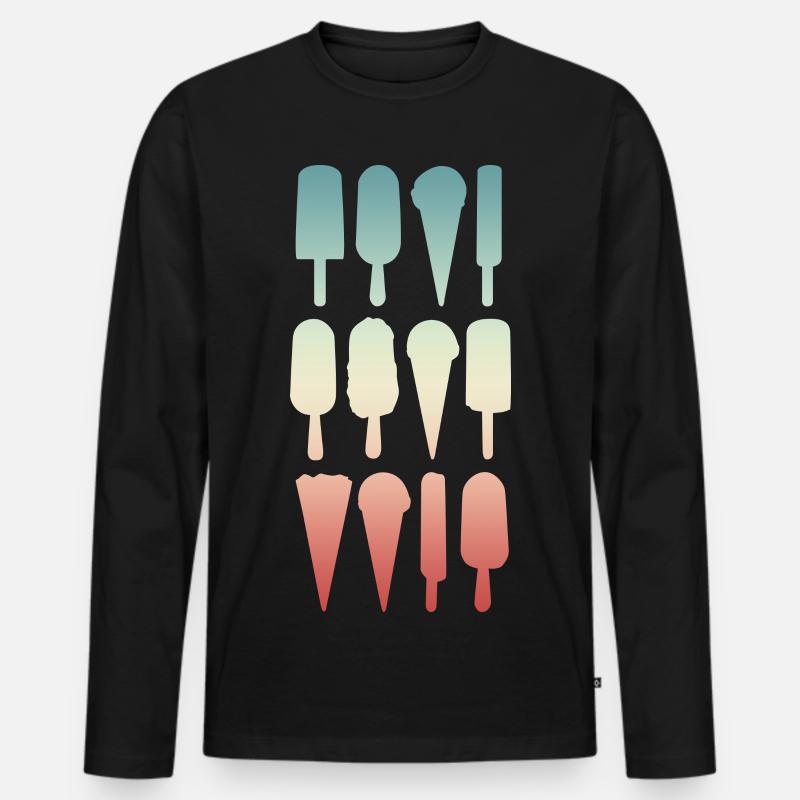 Eiswaffel und Wassereis - Männer Premium Bio Langarmshirt - Schwarz