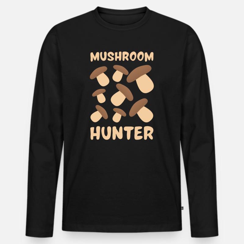 Pilzsammler - Männer Premium Bio Langarmshirt - Schwarz