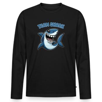 Team Shark Lustiges Hai Motiv - Männer Premium Bio Langarmshirt - Schwarz - Vorne - Nico (187cm)