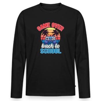Game Over back to School Gamer - Men's Premium Organic Long Sleeve Shirt - black - Front - Nico (187cm)
