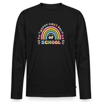First Day of School Joy Rainbow Design - Men's Premium Organic Long Sleeve Shirt - black - Front - Nico (187cm)