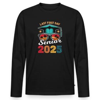 Last first day of school senior 2025 - Men's Premium Organic Long Sleeve Shirt - black - Front - Nico (187cm)