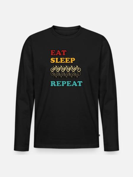 Eat Sleep Mountainbike Repeat - Männer Premium Bio Langarmshirt - Schwarz