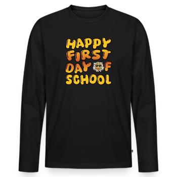 Happy First Day of School - Männer Premium Bio Langarmshirt - Schwarz - Vorne - Nico (187cm)
