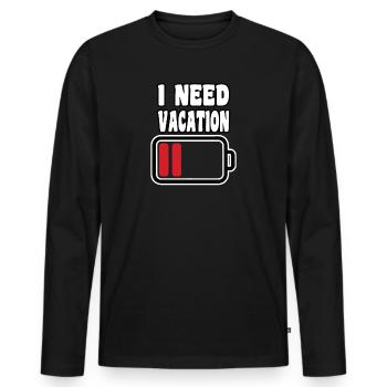 Ich brauche Urlaub Batterielow - Männer Premium Bio Langarmshirt - Schwarz - Vorne - Nico (187cm)
