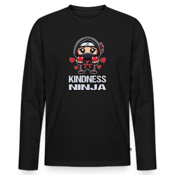 Kindness Ninja - Männer Premium Bio Langarmshirt - Schwarz - Vorne - Nico (187cm)