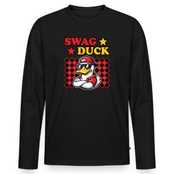 Swag Duck coole Ente mit Sonnenbrille - Männer Premium Bio Langarmshirt - Schwarz - Vorne - Nico (187cm)