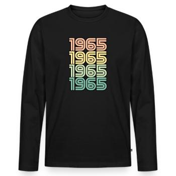 1965 Retro Jahrgang Geburt - Männer Premium Bio Langarmshirt - Schwarz - Vorne - Nico (187cm)