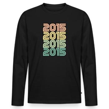2015 Retro Jahrgang Geburt - Männer Premium Bio Langarmshirt - Schwarz - Vorne - Nico (187cm)