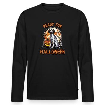 Halloween Ready Dog Mummy Pumpkin - Men's Premium Organic Long Sleeve Shirt - black - Front - Nico (187cm)