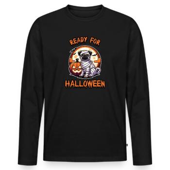 Ready for Halloween Funny Pug - Men's Premium Organic Long Sleeve Shirt - black - Front - Nico (187cm)