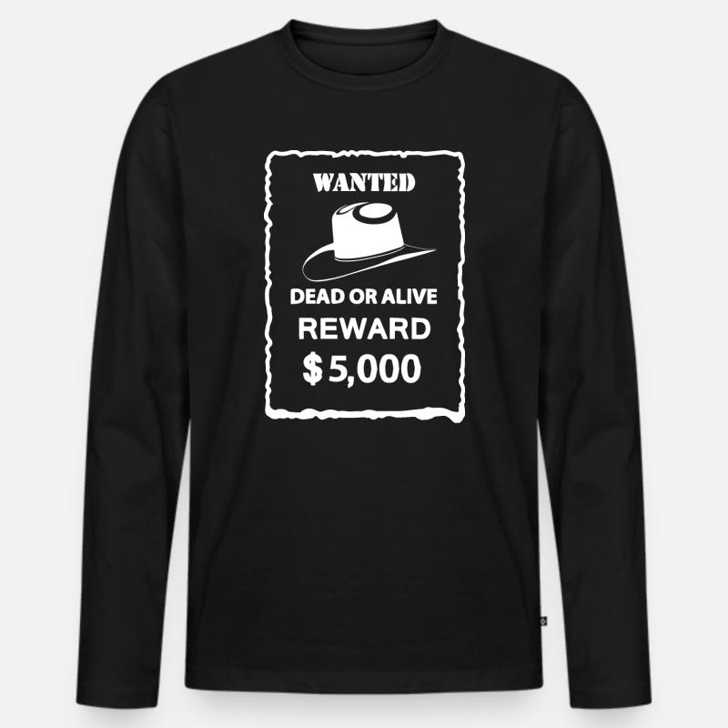 WANTED - Männer Premium Bio Langarmshirt - Schwarz