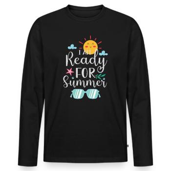 Je suis prêt pour l’été - T-shirt manches longues Premium bio Homme - noir - Devant - Nico (187cm)