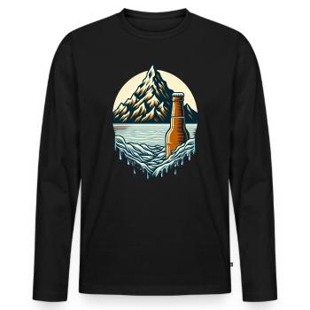Gipfelsee mit Bierflasche - Männer Premium Bio Langarmshirt - Schwarz - Vorne - Nico (187cm)
