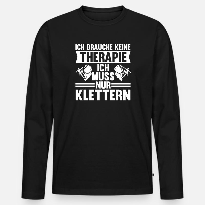 Berge Klettern Kletter Geschenk - Männer Premium Bio Langarmshirt - Schwarz
