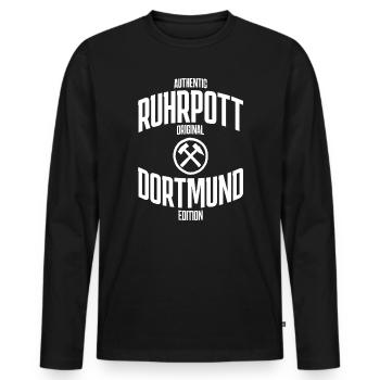 Chemise Ruhrpott édition dortmund - T-shirt manches longues Premium bio Homme - noir - Devant - Nico (187cm)