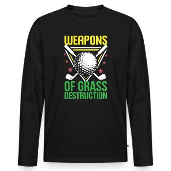 Golf - Armes de destruction de l’herbe - T-shirt manches longues Premium bio Homme - noir - Devant - Nico (187cm)