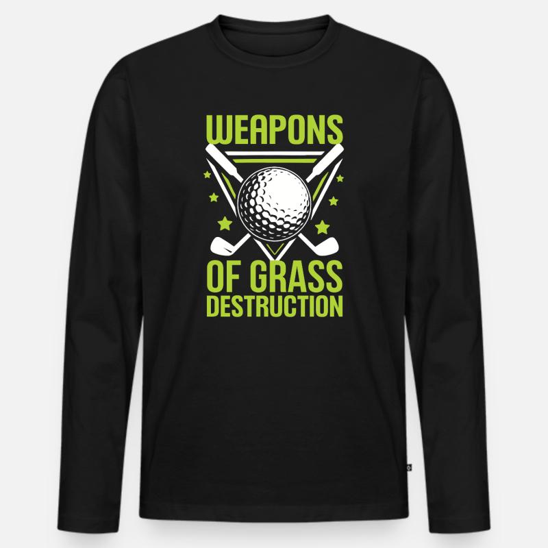 Golf - Waffen der Graszerstörung - Männer Premium Bio Langarmshirt - Schwarz