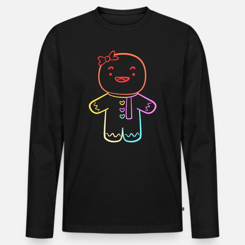 Lebkuchen Weihnachten Lebkuchenmann Gingerbread - Männer Premium Bio Langarmshirt - Schwarz