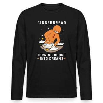 Bonhomme en pain d'épices de Noël en pain d'épices - T-shirt manches longues Premium bio Homme - noir - Devant - Nico (187cm)