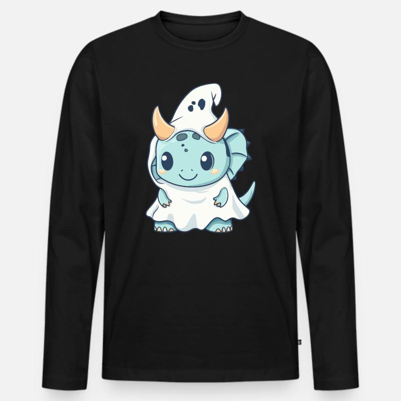 Dinosaurier triceratops Halloween Geist - Männer Premium Bio Langarmshirt - Schwarz
