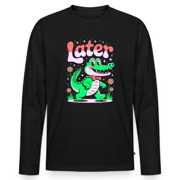 See You Later Aligator - Alligator Retro Design - Men's Premium Organic Long Sleeve Shirt - black - Front - Nico (187cm)